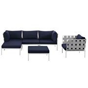 6 piece outdoor patio aluminum sectional sofa set in white navy by Modway additional picture 6