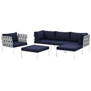 6 piece outdoor patio aluminum sectional sofa set in white navy by Modway additional picture 7