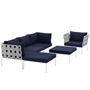 6 piece outdoor patio aluminum sectional sofa set in white navy by Modway additional picture 8