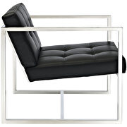 Upholstered vinyl lounge chair in black additional photo 3 of 3