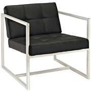 Upholstered vinyl lounge chair in black additional photo 4 of 3