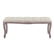 Vintage french upholstered fabric bench in beige by Modway additional picture 5