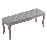 Vintage french upholstered fabric bench in light gray by Modway additional picture 3