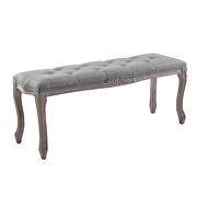 Vintage french upholstered fabric bench in light gray by Modway additional picture 6