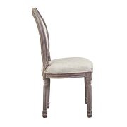 Vintage french upholstered fabric dining side chair in beige additional photo 4 of 4