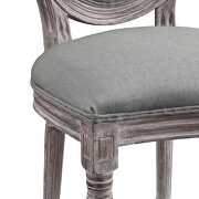 Vintage french upholstered fabric dining side chair in light gray additional photo 2 of 4