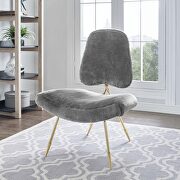 Upholstered sheepskin fur lounge chair in gray additional photo 2 of 5