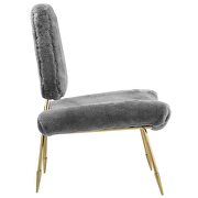 Upholstered sheepskin fur lounge chair in gray additional photo 5 of 5
