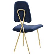 Performance velvet dining side chair in navy additional photo 2 of 5