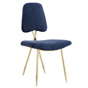 Performance velvet dining side chair in navy additional photo 4 of 5