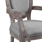Vintage french upholstered fabric dining armchair in light gray additional photo 2 of 4