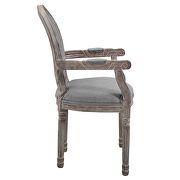 Vintage french upholstered fabric dining armchair in light gray additional photo 4 of 4