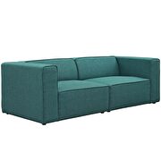 Upholstered teal fabric 2pcs sectional sofa additional photo 2 of 3