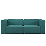 Upholstered teal fabric 2pcs sectional sofa additional photo 4 of 3