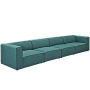 Upholstered teal fabric 4pcs sectional sofa additional photo 2 of 3