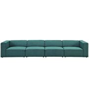 Upholstered teal fabric 4pcs sectional sofa additional photo 4 of 3
