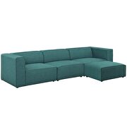 Upholstered teal fabric 4pcs sectional sofa additional photo 2 of 3