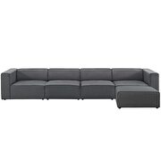 Upholstered gray fabric 5pcs sectional sofa by Modway additional picture 4