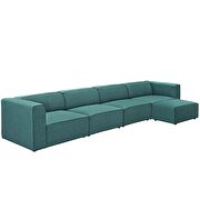 Upholstered teal fabric 5pcs sectional sofa additional photo 2 of 3