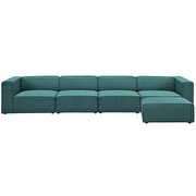 Upholstered teal fabric 5pcs sectional sofa additional photo 4 of 3