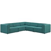 Upholstered teal fabric 5pcs sectional sofa additional photo 2 of 5