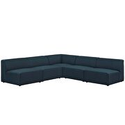Upholstered blue fabric 5pcs armless sectional sofa additional photo 2 of 3