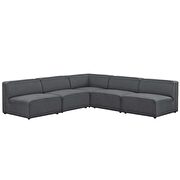 Upholstered gray fabric 5pcs armless sectional sofa additional photo 2 of 3
