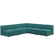 Upholstered teal fabric 5pcs armless sectional sofa additional photo 2 of 3