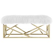 Sheepskin bench in gold white by Modway additional picture 2