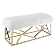 Sheepskin bench in gold white by Modway additional picture 3