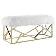 Sheepskin bench in gold white by Modway additional picture 4
