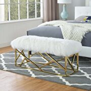 Sheepskin bench in gold white by Modway additional picture 6