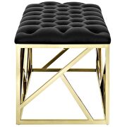 Gold black luxuriously tufted velvet polyester fabric upholstery bench by Modway additional picture 2