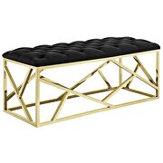 Gold black luxuriously tufted velvet polyester fabric upholstery bench by Modway additional picture 3
