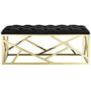 Gold black luxuriously tufted velvet polyester fabric upholstery bench by Modway additional picture 5