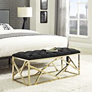 Gold black luxuriously tufted velvet polyester fabric upholstery bench by Modway additional picture 6
