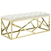 Gold ivory luxuriously tufted velvet polyester fabric upholstery bench by Modway additional picture 3