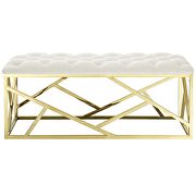 Gold ivory luxuriously tufted velvet polyester fabric upholstery bench by Modway additional picture 5