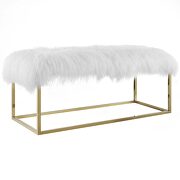 White sheepskin bench in gold by Modway additional picture 4
