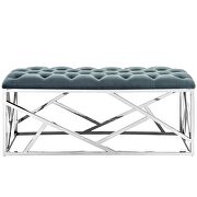 Sea blue luxuriously tufted velvet polyester fabric upholstery bench by Modway additional picture 5