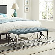 Sea blue luxuriously tufted velvet polyester fabric upholstery bench by Modway additional picture 6
