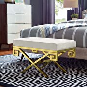 Black performance velvet bench in ivory by Modway additional picture 2