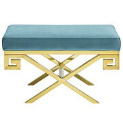 Black performance velvet bench in sea blue by Modway additional picture 4