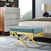 Black performance velvet bench in sea blue by Modway additional picture 7