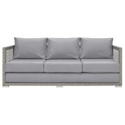 Outdoor patio wicker rattan sofa in gray additional photo 3 of 8