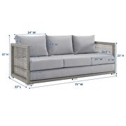 Outdoor patio wicker rattan sofa in gray additional photo 4 of 8