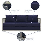 Outdoor patio wicker rattan sofa in gray navy by Modway additional picture 6