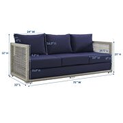 Outdoor patio wicker rattan sofa in gray navy by Modway additional picture 7