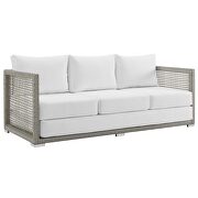 Outdoor patio wicker rattan sofa in gray white by Modway additional picture 8