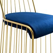 Gold stainless steel performance velvet dining chair in gold navy additional photo 2 of 5